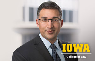 Neal Katyal head shot with UIowa Law logo in lower right corner