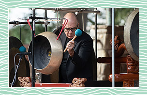 Steven Schick playing percussion instruments